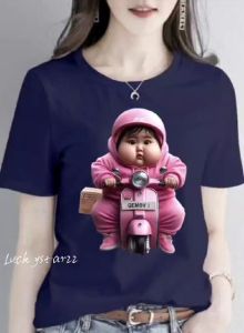 KAOS ATASAN MOTIF GIRLS GEMOY/COTTON COMBED WANITA