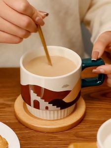 Myelement Retro Ceramic Tea Cups and SaucersCappuccino Cups Coffee Cups White Tea Cup SetBritish Coffee Cups