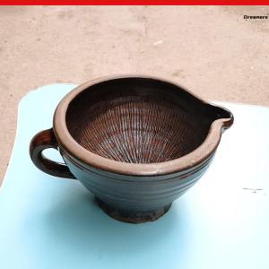 Traditional Handmade Ceramic Mortar And Pestle for Grinding Rice Paste And Chilies Home Kitchen Cooking Tool Old Style