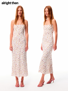 Vintage Floral Adjustable Straps Silk Blend Camisole Dress