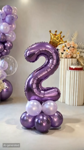 【Happy Time Combine Set】Purple Birthday Party Decoration Number Balloon Stand Set For Girl Bday 18th Debut Anniversary Party Baby Shower Decor