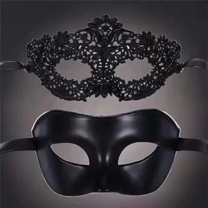 Black Masquerade Eye Masks Couple Venetian Men Women Cosplay Costume Halloween Dance Club Prom Party Headdress Half Face Masks