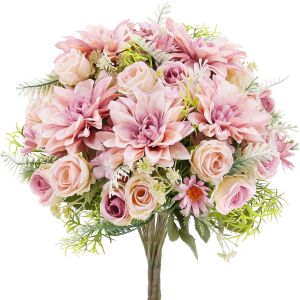 Artificial Rose Flowers Wedding WreathHome Room Decor Bridal Colorful Bouquet Garden Silk Dahlia Hydrangeas Vase Fillers Product
