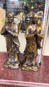 Tượng anan và ca diếp bằng đồng hun cao 40cm rộng đế 13x13cm nặng 9kg 2 vị đại đồ đệ của đức phật