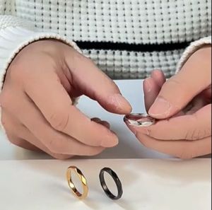 Kemstone Stainless Steel 4mm Rhombus Rings Silver Gold Plated Black Ring for Mens Jewelry