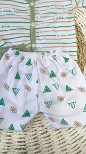 Paket 6Pcs Setelan Baju Bayi Baru Lahir Lengan dan Celana Pendek Baby Newborn Gift Set Seri Hijau Sage- Juragan lebak