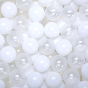 Bộ 100 Quả Bóng Nhựa Cho Bể Bóng Đường Kính 5.5cm Chống Vỡ Màu Trắng & Trong Suốt Kèm Túi Lưới An Toàn Cho Trẻ Em Chơi.
