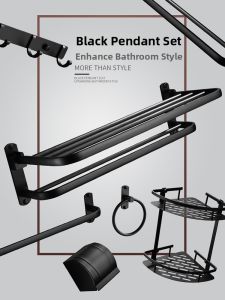 LANKASI | Hole-Free European Towel Rack Space Aluminum Black