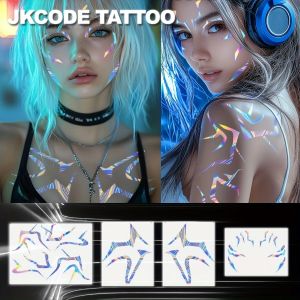 รอยสักโฮโลแกรมเคป็อป รอยสักชั่วคราวกันน้ำ ศิลปะบนร่างกายสำหรับตกแต่งในวันฮาโลวีน งานวันเกิด และงานเต้นรำ