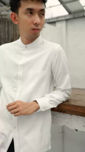 Casella Baju Koko Pria Dewasa Lengan Panjang Arabesque White Design | Baju Koko Putih