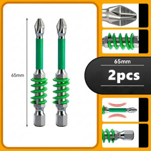 Bộ 2 Mũi Tua Vít Lò Xo Bộ Từ Tính PH2 Trình Điều Khiển Vít Chống Trượt Chuôi Lục Giác 65/70/90/150 Mm Đầu Khoan Điện Dụng Cụ Sửa Chữa