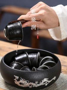 Jojos L PD Purple Spring Gap Authentic Craftsman Tea Washing Pen Black Ceramics Japanese Style Home Use Handmade Tea Set