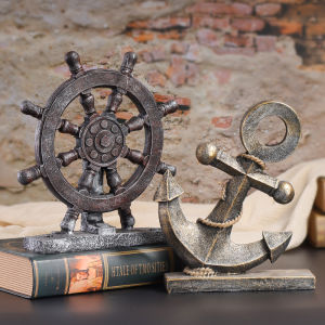 Vintage Style Resin Decorations of Ship Anchors and Wheels Artistic Craft for Home Decor Bar or Coffee Shop Display