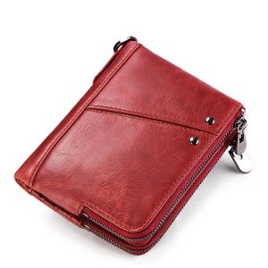 Womens Wallet Fashion Genuine Leather Short Female Purse ID Card Holder Wallets RFID Ladies Clutch With Zipper Coin Purse