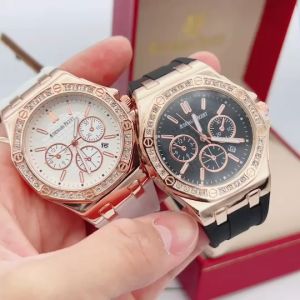 AP นาฬิกาผู้หญิง สไตล์วินเทจ ลำลอง ใส่สบาย สายนาฬิกา ยางเรซิน ขอบประดับเพชร ขนาด 38 มม แถมกล่องปั้มแบรนด์ฟรี