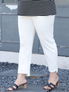 High Waist Straight Leg Nine-Piece Pants Women plus Size Elastic Waistband Comfortable Fit Casual Trousers Korean Style