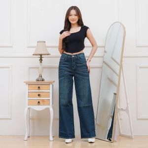 BISA COD- HIGH WAIST KULOT JEANS WANITA / CELANA BOYFRIEND KULOT LIPAT