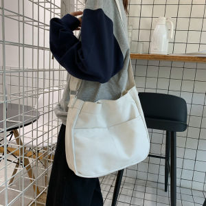 Ulzzang Japanese Harajuku Style Canvas Bag Single Shoulder Crossbody Bag for Students Medium Tote Bag with Magnetic Buckle
