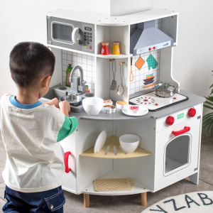 Wooden Corner Kitchen Set Toy With Light Sound and Water Effects