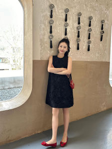 YUFUQING | French Style A-Line Sleeveless Strap Dress Womens New High-End Black Elegance Hepburn Long Dress Polyester Fiber Summer Skirt