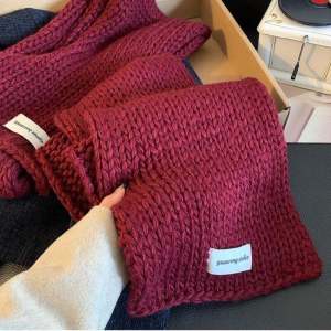 Christmas New Year Red Thick Knitted Wool Scarf Womens New Style Winter Warm Korean Atmosphere Neck Protection Scarf