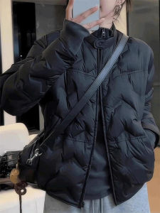 Shalldoer | Autumn Winter Stand Collar Long Sleeve Short Style Light and Warm Premium Feather Padded Jacket