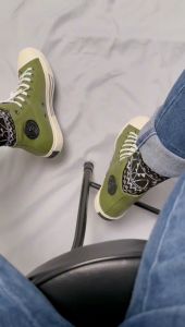 Jong Wong Alano Green Olive High - Sepatu Casual Sneakers Kulit Pria Wania Vulcanized