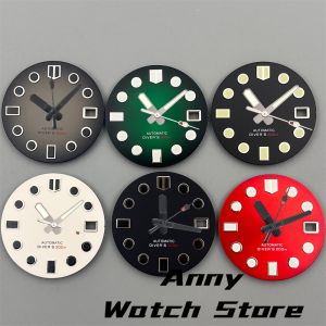 Watch Dial Hand Set 29mm Gradient Black Gray Green Red White Dial With C3 Green Luminous Fit NH35 Movements