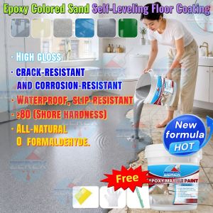 High gloss epoxy sand floor paint 5.2KG 10 in 1 Imitation Marble paint Waterproof and wear-resistant bathroom flooring paint