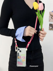 Creative Beautiful Woman Crazy Hanging Rope Crossbody Phone Case Hard Shell Protection for Apple 16 pro 14 Makeup Mirror 12 Four Corner Hole iPhone 17