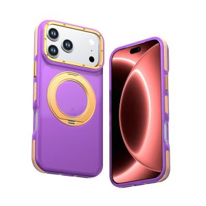 Contrasting Color 360 Rotating Magnetic For Magsafe Ring Kickstand Phone Case For iPhone 18 Pro Max 17 Shockproof Shell Cover