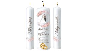 Wedding / Unity Candle Set (Floral Design. Classic. Elegant. Minimalist) Customizable Personalized