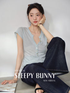 French Henley Neck Fitted Knit Top