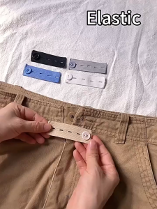10Pcs Seluar Extender Elastic Waist Extender Adjustable Elasticity Jeans Buttons Extension Buckles