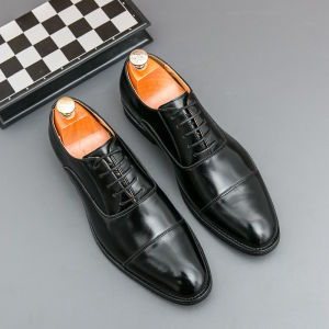 NUDANLAI | Leather Brogue Oxford Shoes Black
