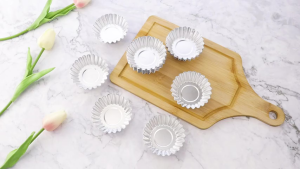 10 Packs Egg Tart Molds Mini Aluminum Cake Muffin Moulds Tins Pans Non-Stick Cupcake Cake Moulds Pudding Moulds Baking Cookie Moulds Kitchen Resuable Baking Tools(Silver)