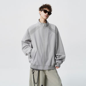 NANSSE | Deconstructed Splicing Stand Collar Jacket Loose Fit Versatile Workwear Style