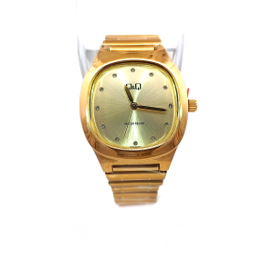 Q&Q Q02C-002PY* Elegant Cushion-Shape Gold-Tone Womens Watch
