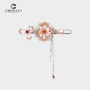 Cercoo Luxury Crystal Pearl Handmade Beading Hairpin Side Clip Hair Accessories Wedding Party Fashion Hairgrips for Women