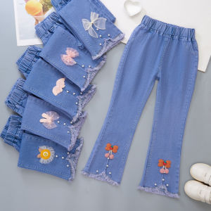 Girls Loose Fit Jeans Spring Autumn Fashionable Korean Style Childrens Long Pants Medium to Large Children Casual Trousers