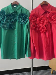 Womens Long Sleeve Shirt Commute Pure Cotton Floral Design Original Design Loose Fit Button Placket Splice Regular Length