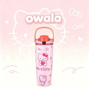 Owala FreeSip Sway Insulated Stainless Steel Tumbler 30oz | Hello Kitty Pink Strawberry