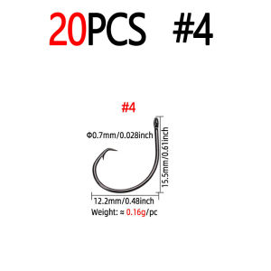 20pcs #4~7/0 High Carbon Steel Light Inline Circle Hook Saltwater Fishing Bass Octopus Catfish Wahoo Pike Tuna Fishing Tackle
