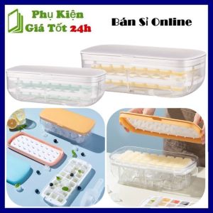 Khay Làm Đá Viên 2 Tầng 48 Ô Có Nắp Kèm Hộp Đựng Đá Khay Làm Đá Thông Minh Lấy Sạch Đá Chỉ Sau 1 Lần Nhấn - Khay Đá Silicon 48 Viên Kháng Khuẩn Chống Mùi Tủ Lạnh - Khuôn Làm Thạch Trà Sữa Rau Câu Socola - Khuôn Làm Đá
