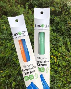 Lexngo 2pcs Food Grade Silicone Resealable Reusable Straws / Foldable Straw / Kids Straw / Easy Clean Straw