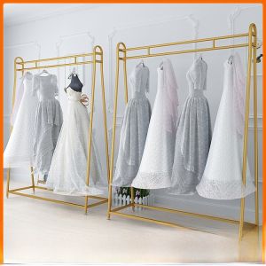 Thickened Gold High-end Wedding Dress Store Display Rack Shelf Photography Studio Hanging Costume Stand Showhe Cheongsam Floor Clothes Rack