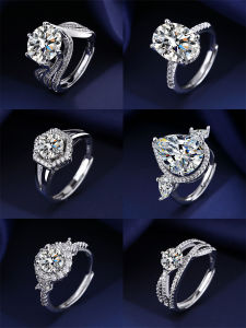 Moissanite 5 Karat Big Diamond III Love Artificial Diamond Ring Womens Luxury Full Diamond Elegant Luxury Ring