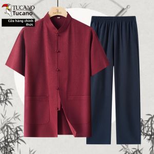 TUCANO | Bộ Áo Thun T-Shirt và Quần Ngắn Tay Trung Quốc Mới cho Nam Mùa Hè 2026 dành cho Người Giữa Tuổi và Cao Tuổi