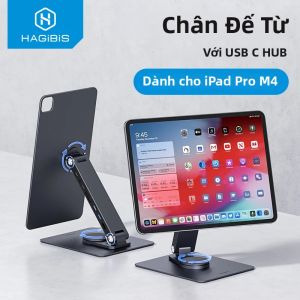 Hagibis 360 °   Giá Đỡ Từ Tính Có Thể Điều Chỉnh Cho iPad Pro M4 2024 11 Inch/13 Inch Với Trạm Kết Nối Máy Tính Bảng Đa Năng Giá Đỡ Bằng Hợp Kim Nhôm Có Thể Gập Lại