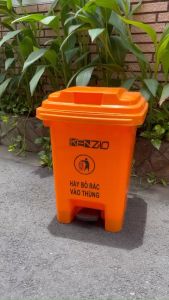 Thùng Rác Chân Đạp 60 Lít - Xanh Vàng và Cam